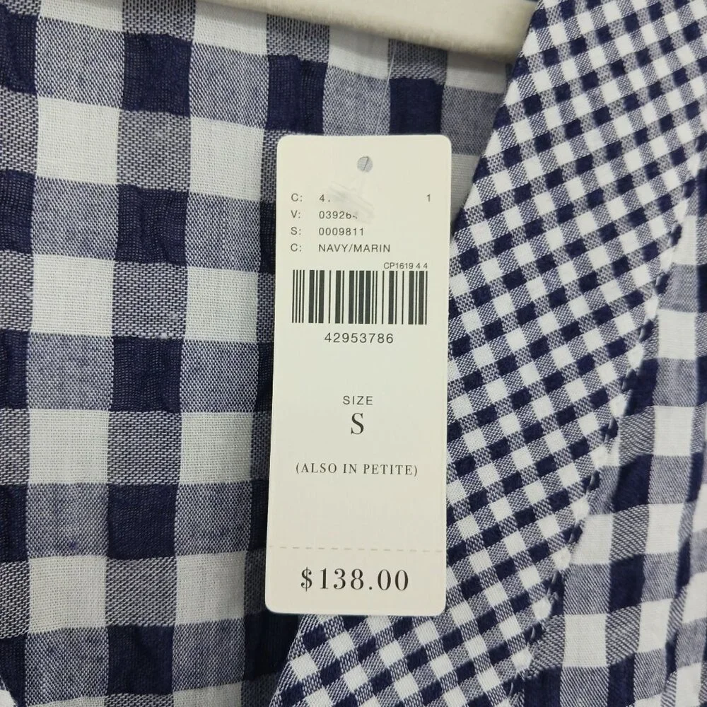 Anthropologie 11.1.TYLHO Navy White Gingham Midi Dress Small New With Tag - Picture 7 of 15